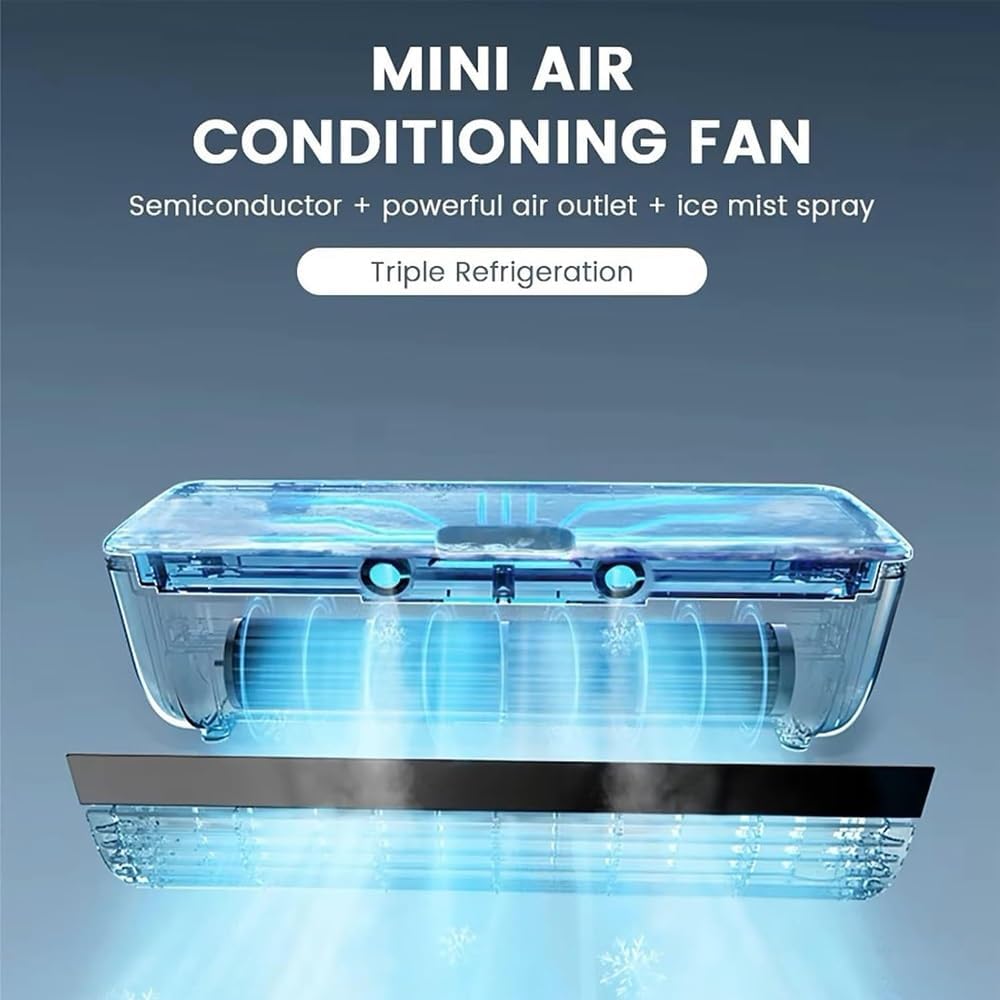 Enfriador De Aire Portátil De Pared Para Cocina Y Dormitorio, Ventilador De Refrigeración Sin Necesidad De Taladrar, Enfriamiento Instantáneo, Aire Acondicionado Con Carga Inalámbrica, Ideal Para