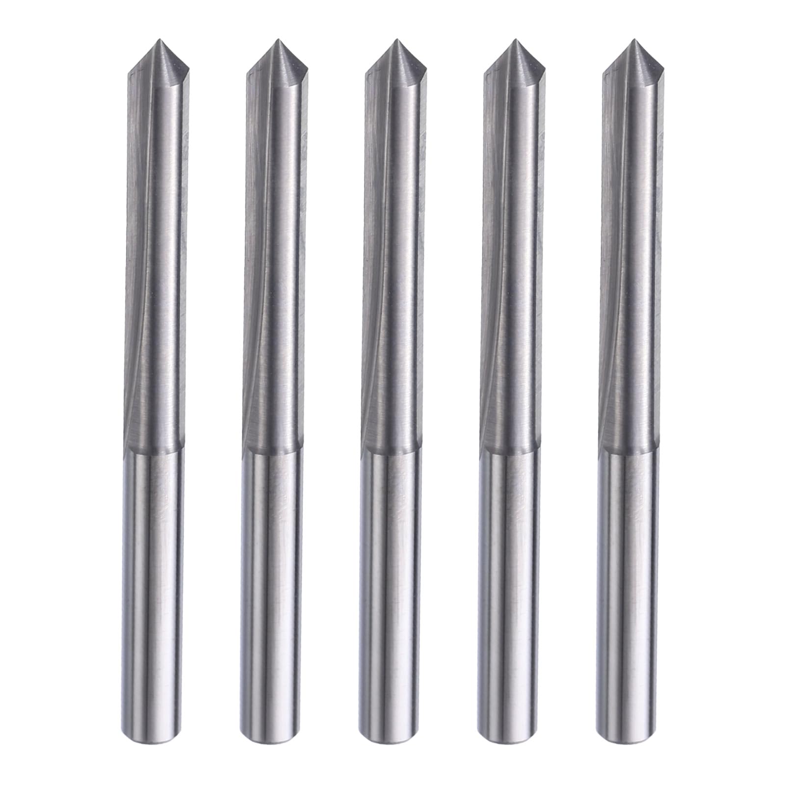 HARFINGTON 5pcs CNC V Bit 90 Degree 1/8" Shank 0.1mm Tip Engraving V Bits Carbide Chamfer End Mill with 2 Straight Flutes CNC Wood Carving Bit Tool