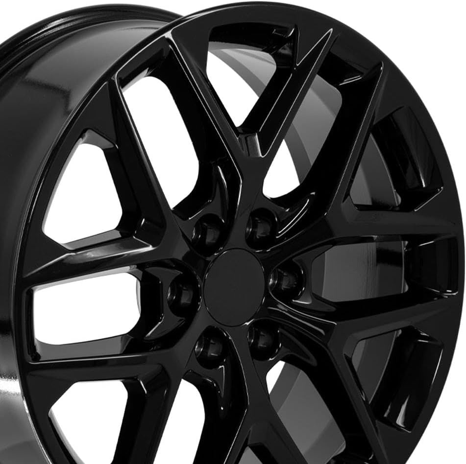 OE Wheels CV62 22 Inch Rim Fits Silverado 1500 Style 6x139.7 22x9 Gloss Black - Hollander 14078 (1)