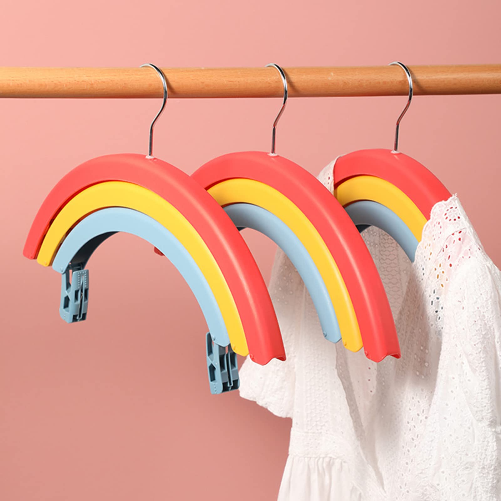 Cocoarm Grucce Arcobaleno, Gruccia per Abiti in Filo di Acciaio ABS PP con Clip, Design Rotante Pieghevole a 3 Strati, Impugnatura Antiscivolo, 16,1 X 11,4 Pollici per Uso in Dormitorio della (3