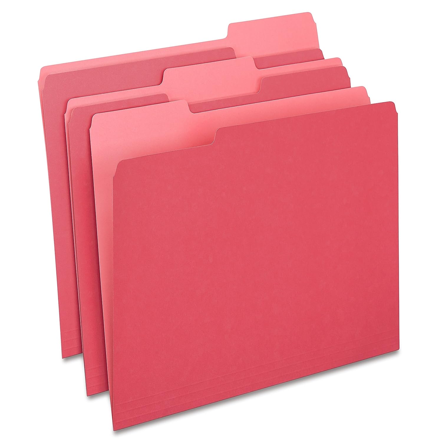 Staples File Folders, 1/3-Cut Tab, Assorted Position, Letter Size, Perfect for Home, Office, Classroom, 100-Pack, Red