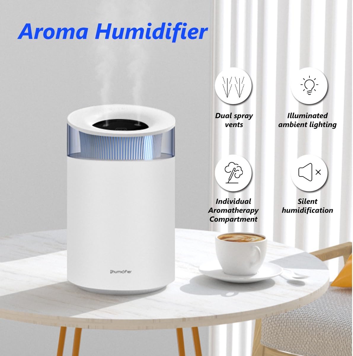 USB Cool Mist Humidifier Quiet Aroma Air Diffusers,Ambient Lighting Small Humidifier for Office, Desktop, Bedroom, Home,Perfect for Serene Environment (Color : Black)
