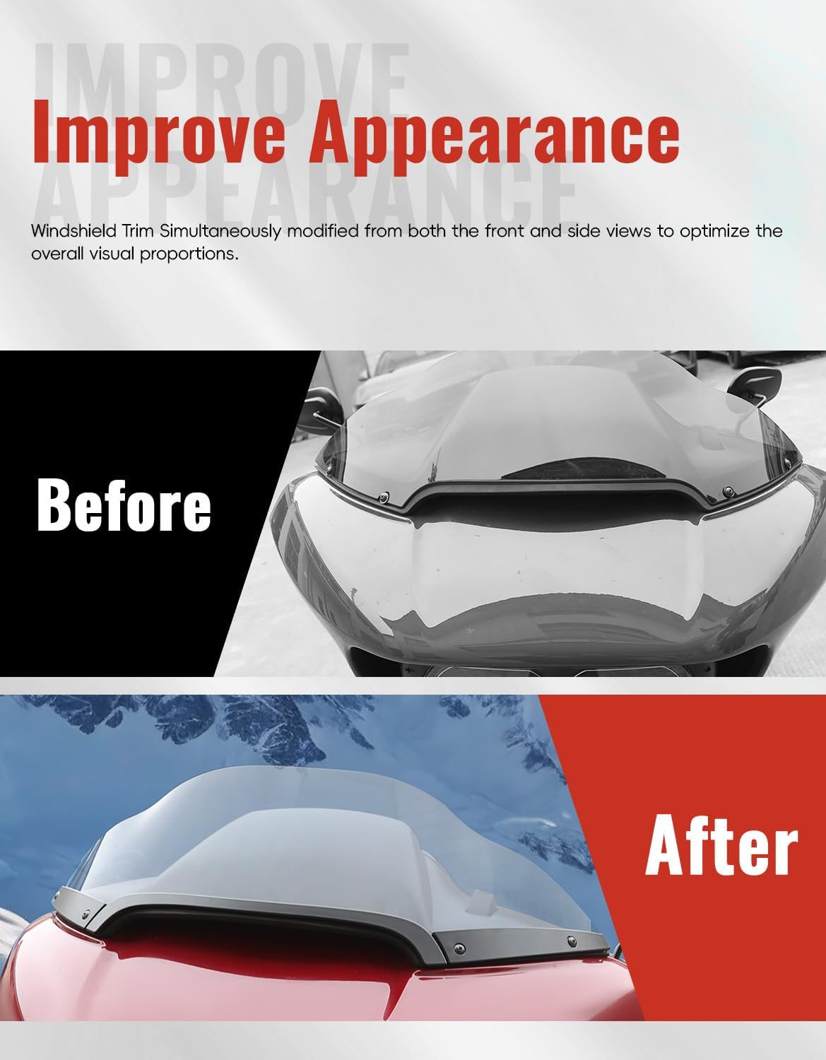 Windshield Trim Kit for Road Glide 15-24, Black Split Aluminum Windscreen Side Center Trim Kit for Harley Touring Road Glide Ultra FLTRU FLTRX Special FLTRXS 2015-2024 Accessories