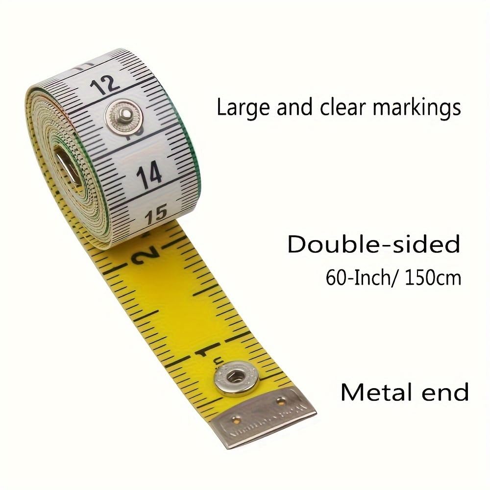 1PC 60 - Inch Tape Measure with Easy - Read Inches/Centimeters Scale, Metal Ends and Storage Clip - Ideal for Body Measurement, Sewing and Tailoring, Colorful