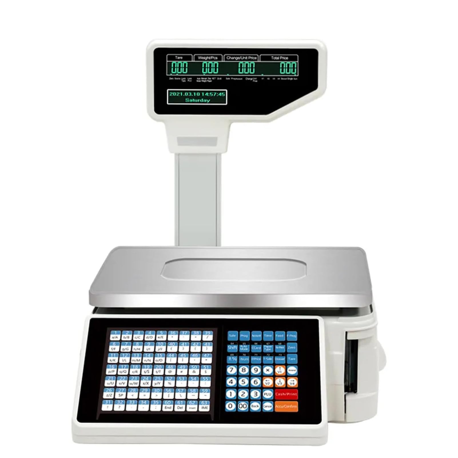 PweKzxt Digital Barcode Weighing Scales, Label Printing Scale Pole Display, Commercial Scales Retail Electronic Balance,Commercial Digital Cash Register Weight Scale Machine