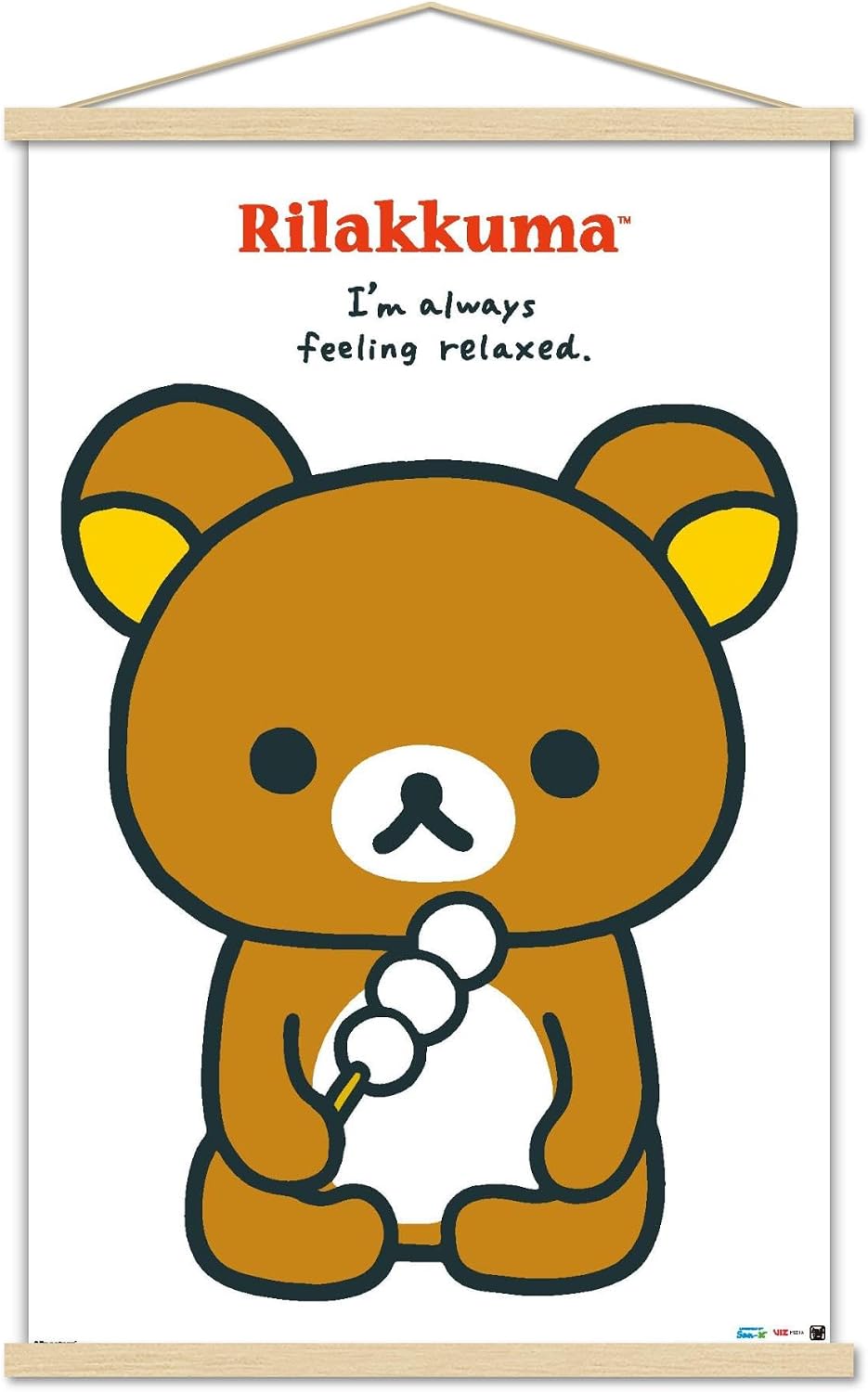 Trends International Rilakkuma - I'm Always Feeling Relaxed Wall Poster with Magnetic Frame, 34L x 22.4W, Premium Print and Beechwood Hanger Bundle