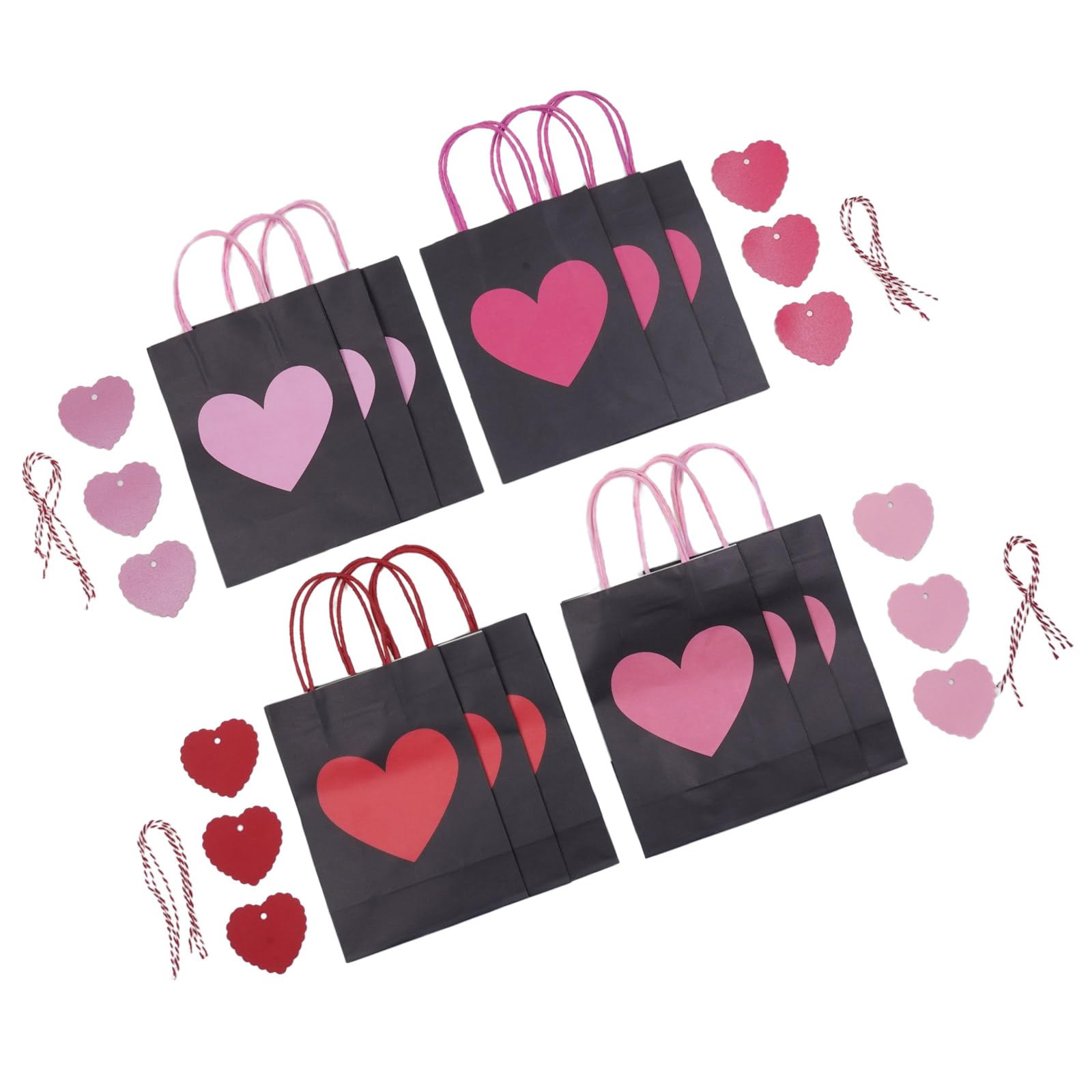 Elnwnnkc Of 12 Lovely Heart Gift Bags Stylish Heart Gift Bags Present Packaging Bag for Memorable Wrapping User Friendly Bag