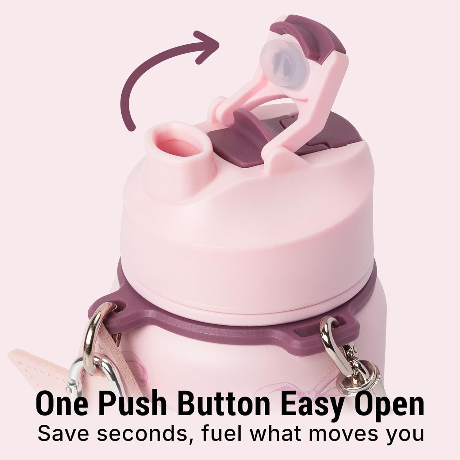 Insulated Water Bottle 32 oz with Strap, Leak-Proof Stainless Steel Water Bottle with Flip Straw & Spout Lid, BPA-Free, Reusable Cute Metal Water Bottles for Women & Girls, Keeps Drinks Cold - Image 2