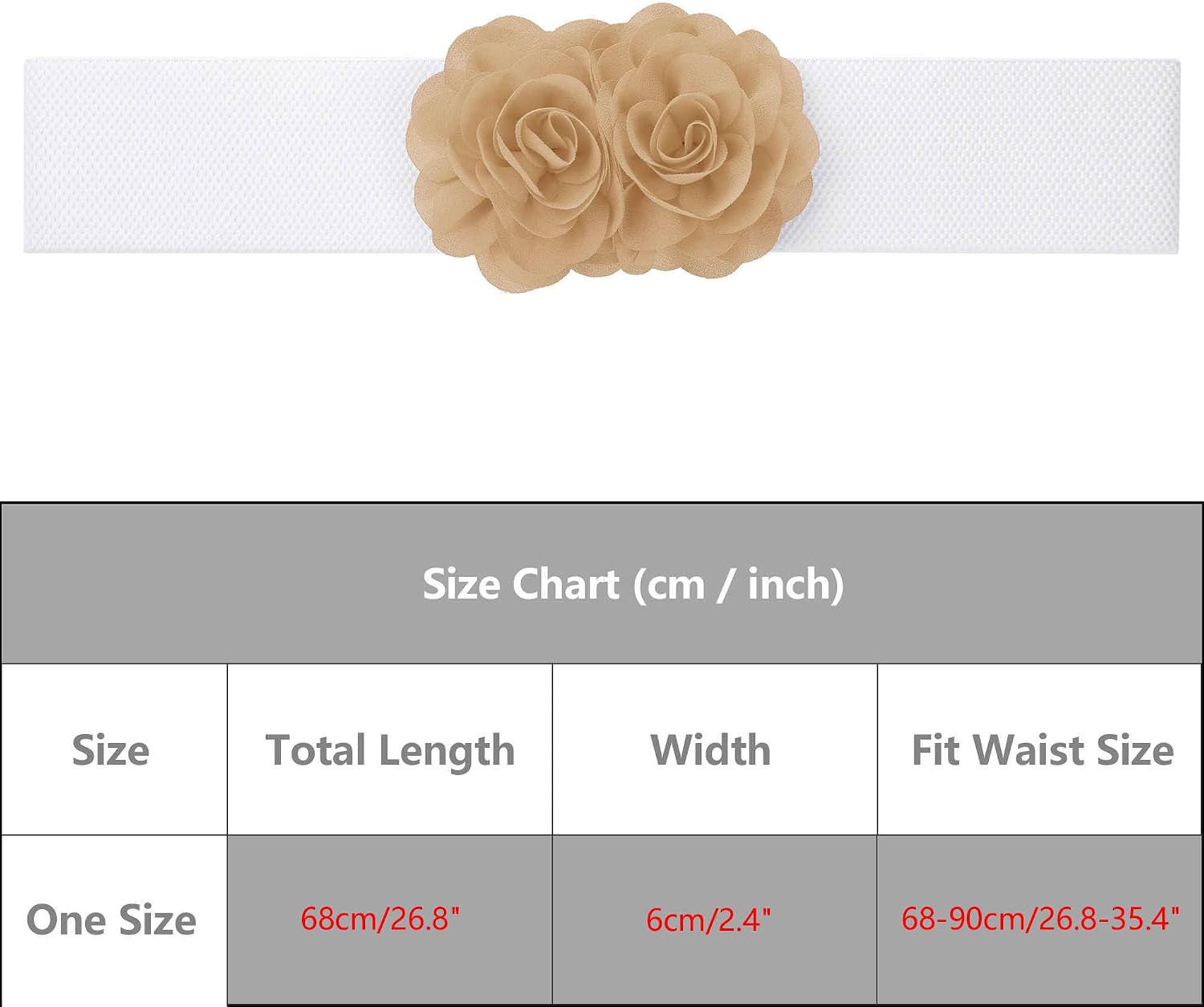 Women Grace Rose Flower Elastic Faux Leather Metal Buckle Belt image 4