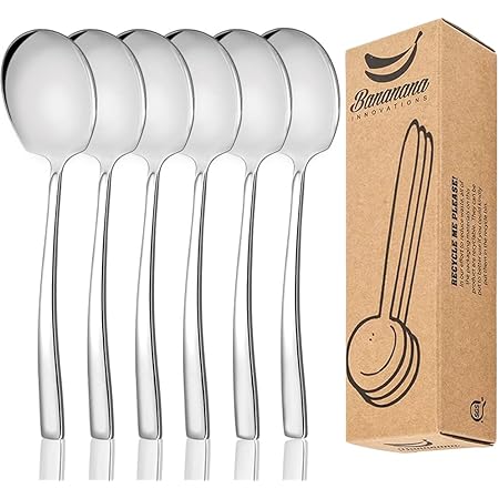 NeigeTec Stainless Steel Serving Spoon Set of 6 Pieces for Catering, Dishwasher Safe, 9.14 Inches Large Serving Utensils of Spoons