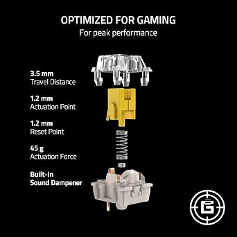 Razer Mechanical Switches Package — Yellow Touch Switch (3rd generation, transparent switch housing with LED lens, up to 100 million keystrokes, multi-purpose 3-pin connectors)