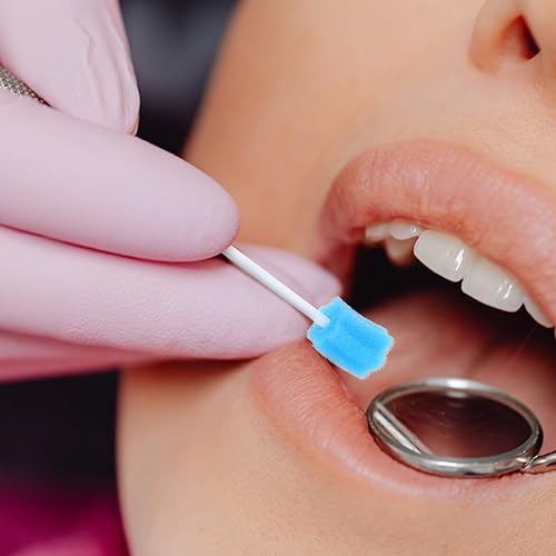 Miniatura 3 de Healifty 100 hisopos de esponja para la boca, esponja desechable, esponja oral, esponja de limpieza de dientes para niños y ancianos (azul)
