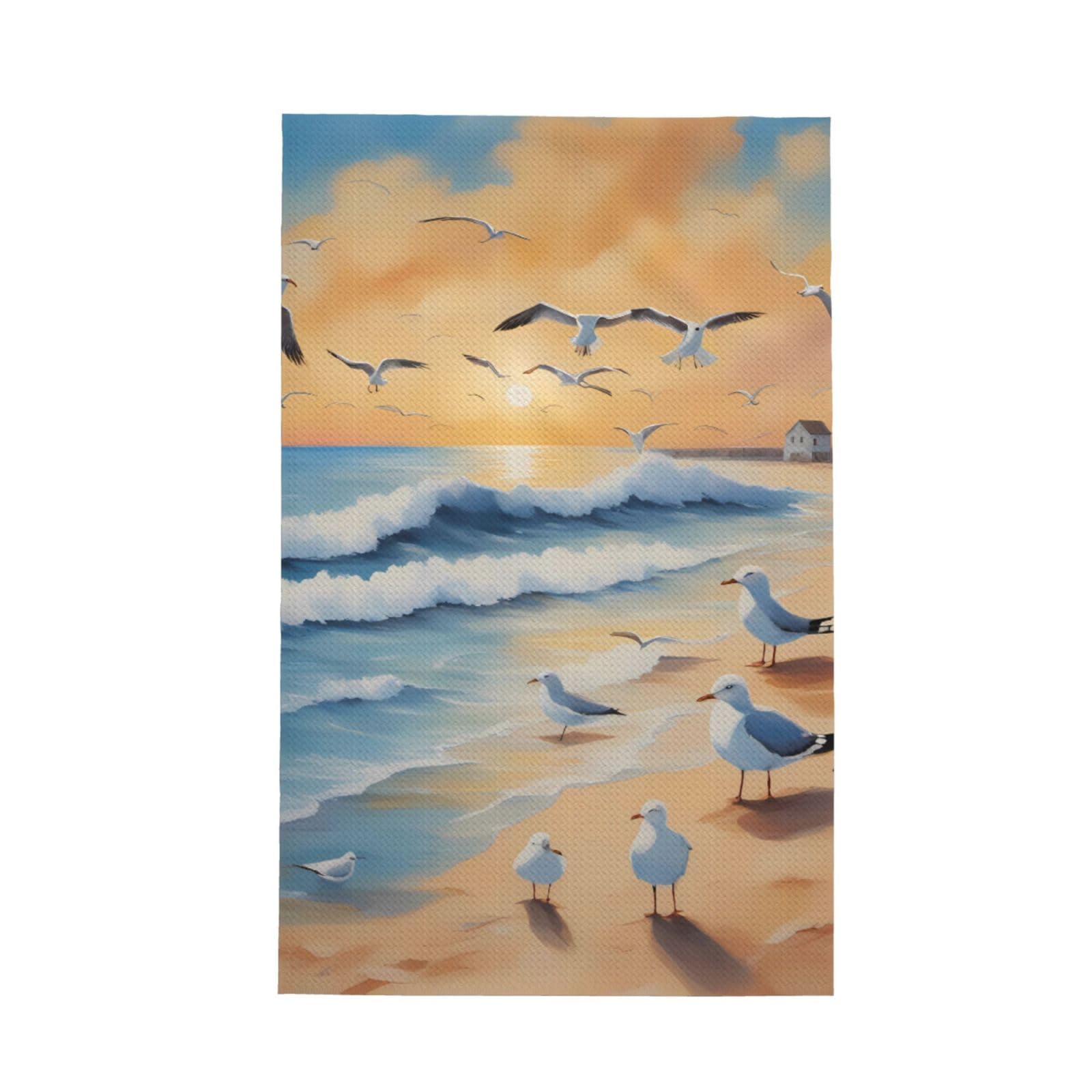 SXZVVBN airborne seagulls Super Absorbent Microfibre Waffle Towels Fast Drying Dish Cloths Home Cafe Barista