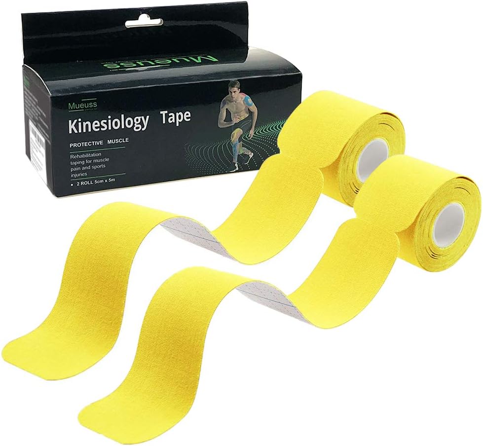 MUEUSS Precut Kinesiology Tape Sports Hypoallergenic Waterproof Breathable Elastic Tape Recovery Sports Athletic Physio Therapy Injury Support for Ankle, Muscles,Elbow, Knee & Shoulder