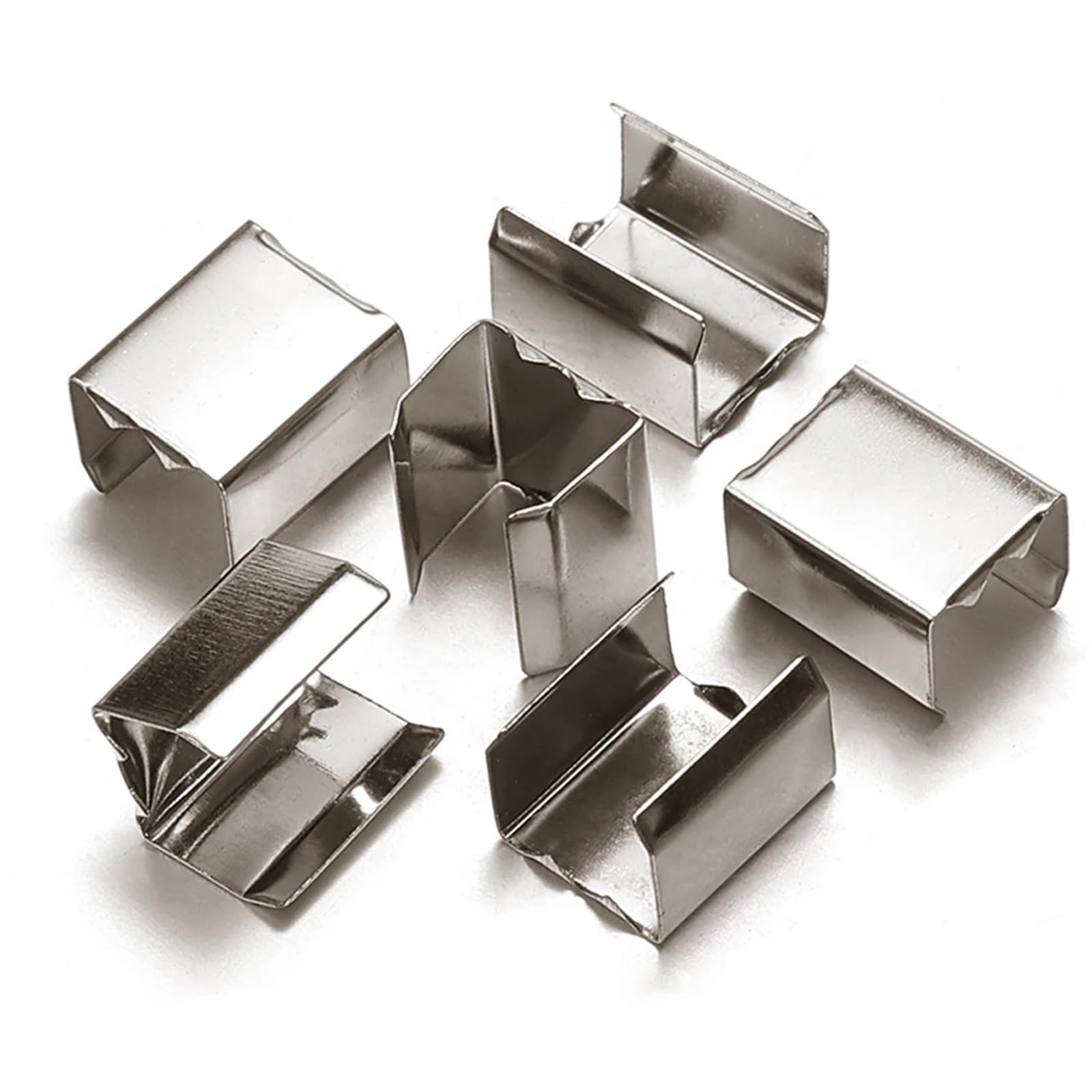 Zaślepki do wyrobu biżuterii, 600 szt. Metalowe klipsy do sznurka DIY 5x10mm przewód mocujący zaciskany sznurek skórzana lina składany klips wyrobu biżuterii elementy bransoletki(5x10mm)