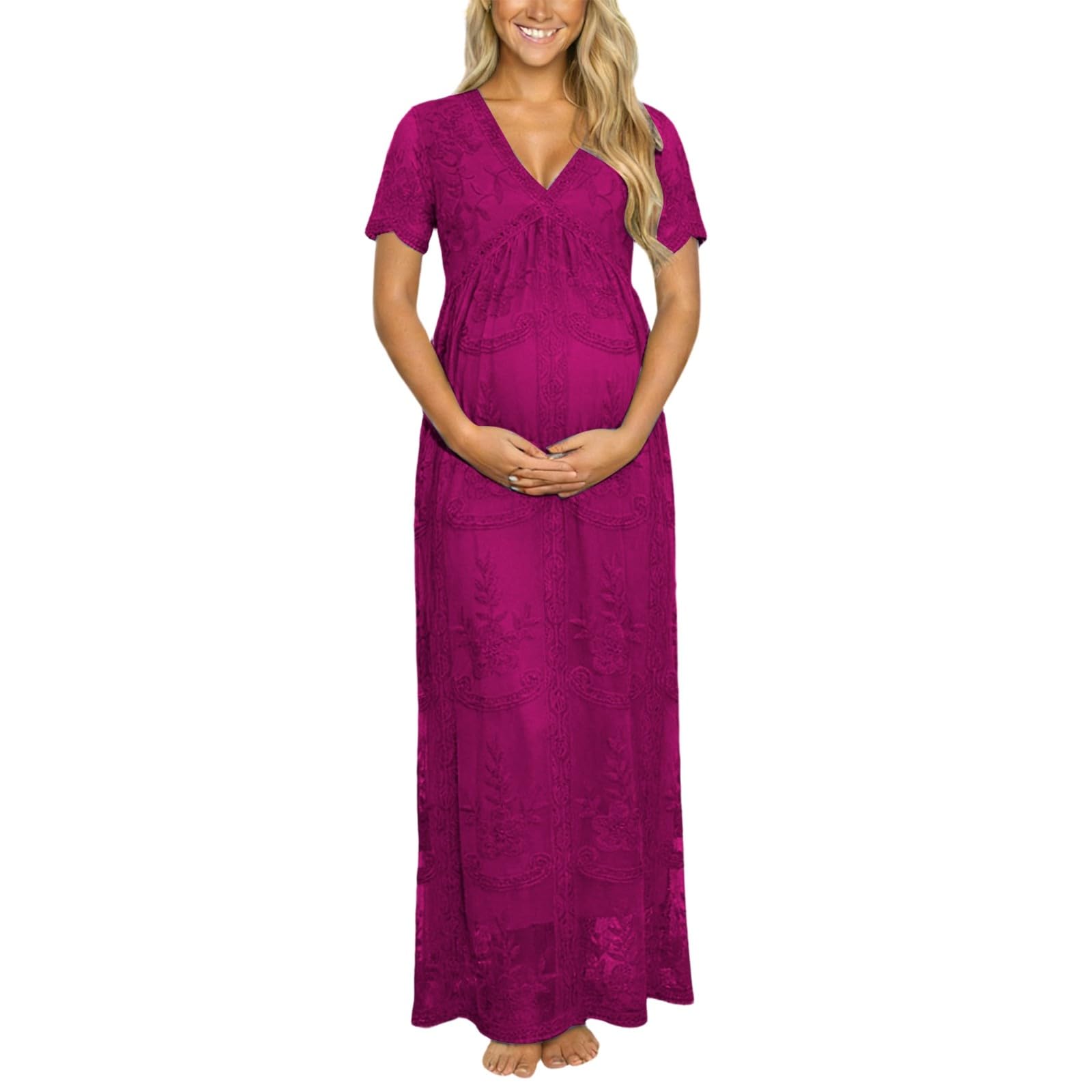 Vestido de maternidad elegante para sesión de fotos de embarazo, vestido largo de encaje para fotografía de embarazo y
