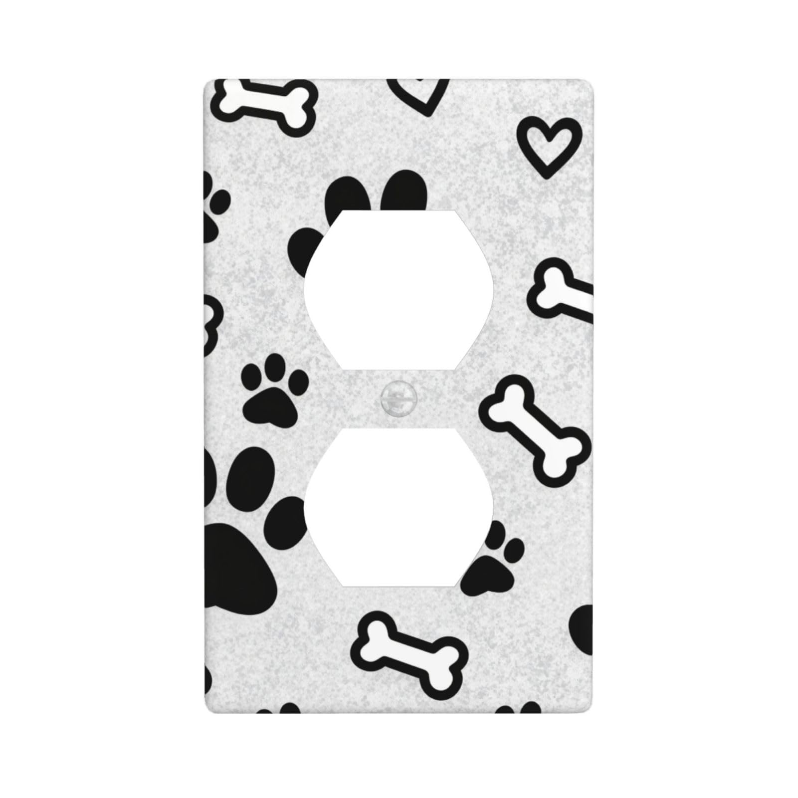 Cntdbu White Bones And Dog Paws Unbreakable Polycarbonate Switch Plate-1 Gang Screwless Wall Plate For Home Office