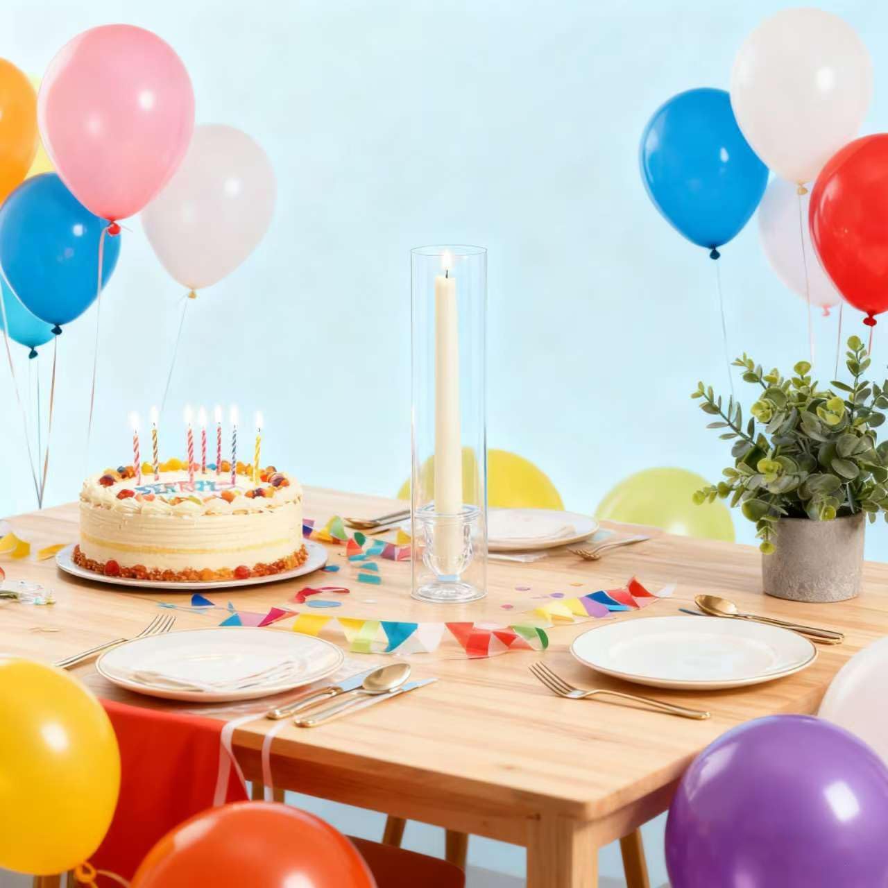 8 Set Hurricane Glass Taper Candle Holders, Clear Candlestick Holders for Taper Candles with 12.6" Windproof Cylinder Covers for Centerpiece Wedding Table Party