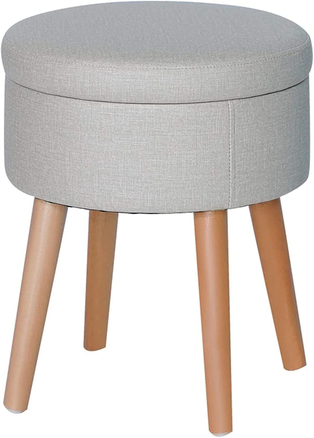 Tabouret de coiffeuse pouf de rangement polyvalent en similicuir blanc riz