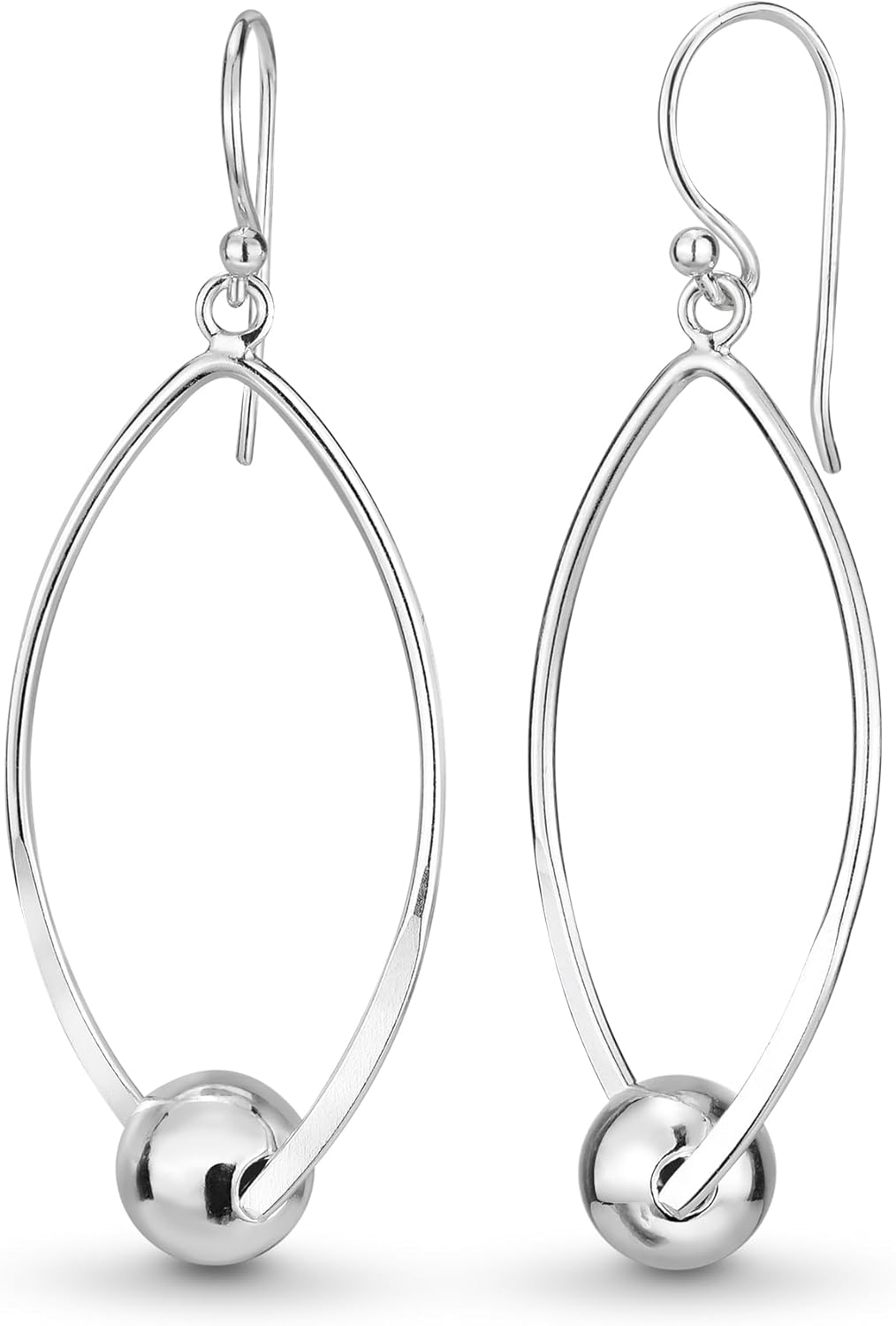 Stunning Suspended Ball of .925 Sterling Silver Dangle Earrings