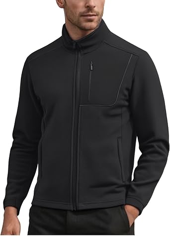 Mens Sherpa Fleece Jacket Lightweight Full Zip Jackets Outdoor Hiking Casual Soft Warm Stand Collar Coat with Pockets
