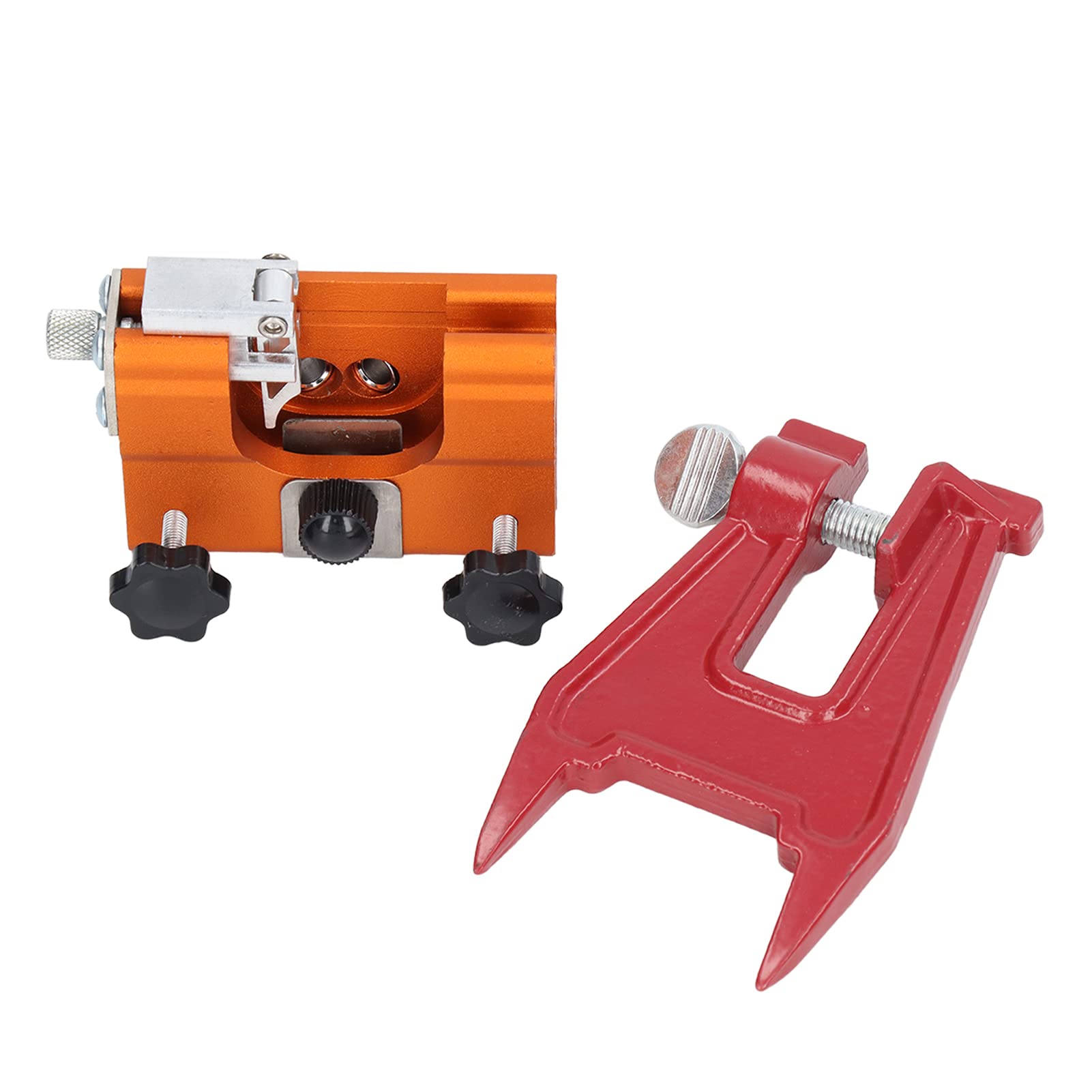 Kit de Herramientas para afilador de Motosierra, manivela portátil, Juego de Afilado de Sierra de Cadena con Soporte guía, Uso de aleación de Aluminio Amarillo, Rojo y Plateado