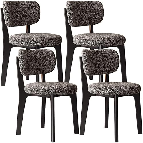 Miniatura 62 de YVYKFZD Solid Wood Dining Chairs, Fabric Dining Room Chair Set of 2/4/6, Upholstered Kitchen Chairs with Curved Backrest, Armless Living Room Chair,