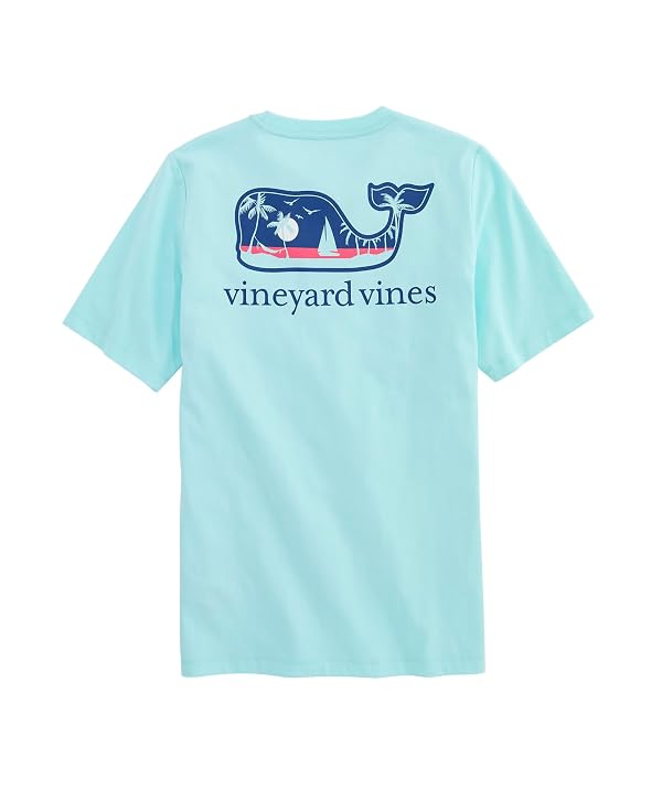 vineyard vines Boys' Palm Tree Boat Scenic Whale Fill Short-Sleeve Pocket Tee, Shallow Sea, 3T by vineyard vines - Used condition - US$20.84