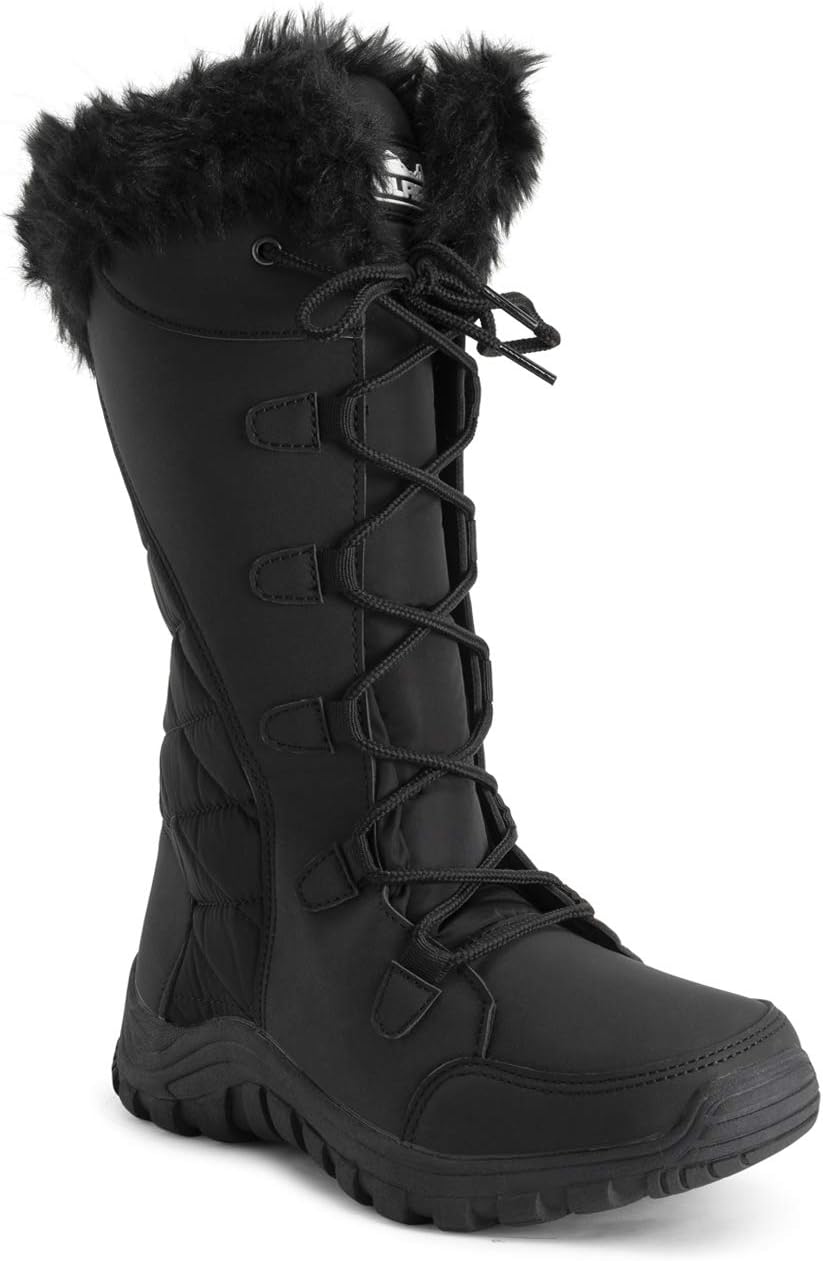 POLAR Womens Quilted Faux Fur Cuff Winter Duck Rubber Sole Durable Snow Rain Outdoor Boots - Image 2