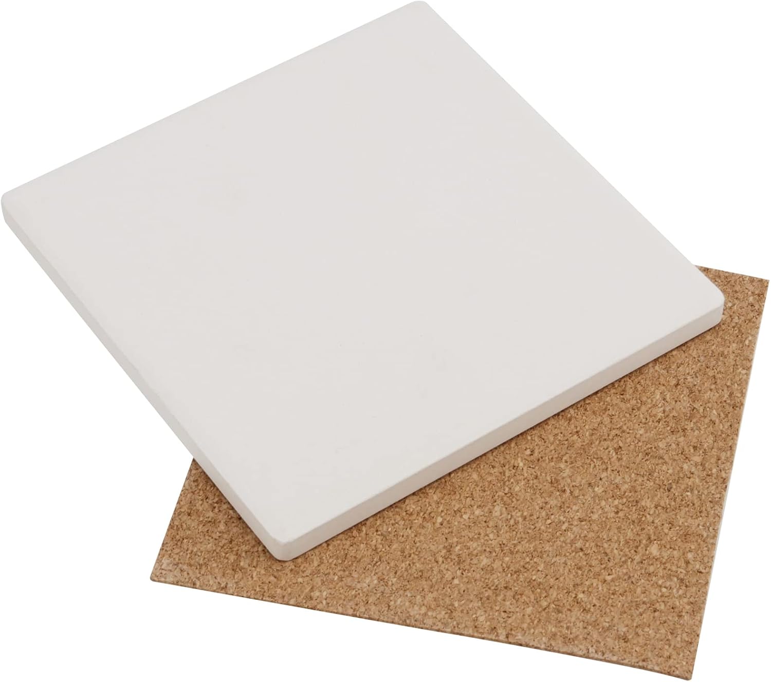 HOZEON 45 PCS 4 Inch Tile Coasters for Drinks, Ceramic Tiles for Crafts Coasters, Unglazed White Tiles with Cork Backing for Pouring, Mosaics, Decor