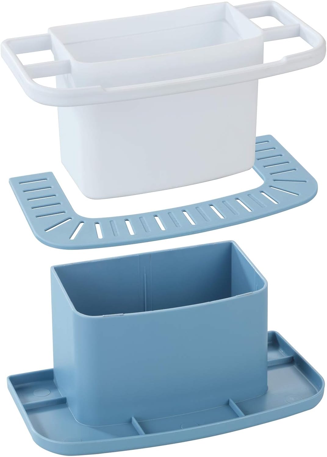 WENKO Sink Organiser Cosmo Blue Polypropylene 21 x 11 x 11.5 cm Blue, Blue/White, 11 x 11.5 x 21 cm - Image 3