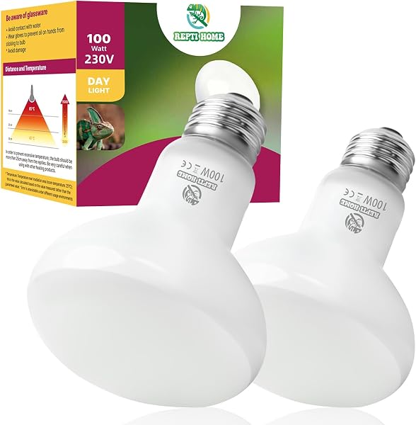 Reptile Heat Lamp Bulbs, Heat Bulb for Reptiles 2 Pack-100W, E27 Vivarium Basking Spot Light for Tortoise, Lizard, Snake, Bearded Dragon, Puppy, Chick - 1