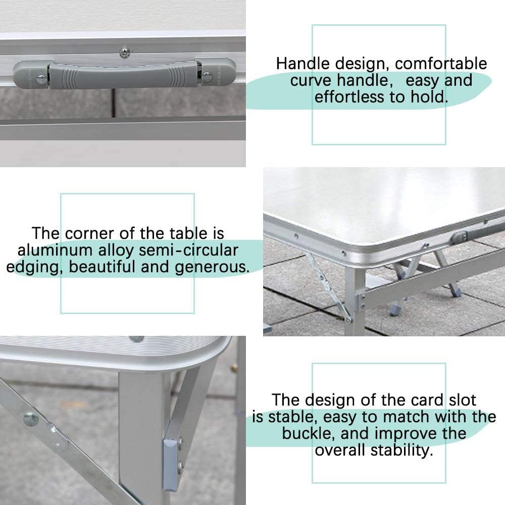 IBEQUEM Folding Picnic Table with 4 Seats, Height Adjustable Table with Chairs Set, Aluminium Alloy Portable Desk Bench for Indoor Outdoor Travel, Camping Party BBQ Backyard : Patio, Lawn & Garden