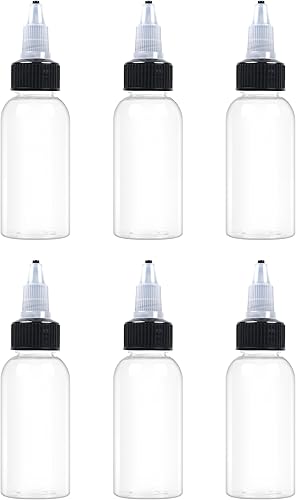 EOSAU Paquete de 6 botellas exprimibles con tapas giratorias de plástico transparente de 4.1 fl oz, botellas dispensadoras de laboratorio para