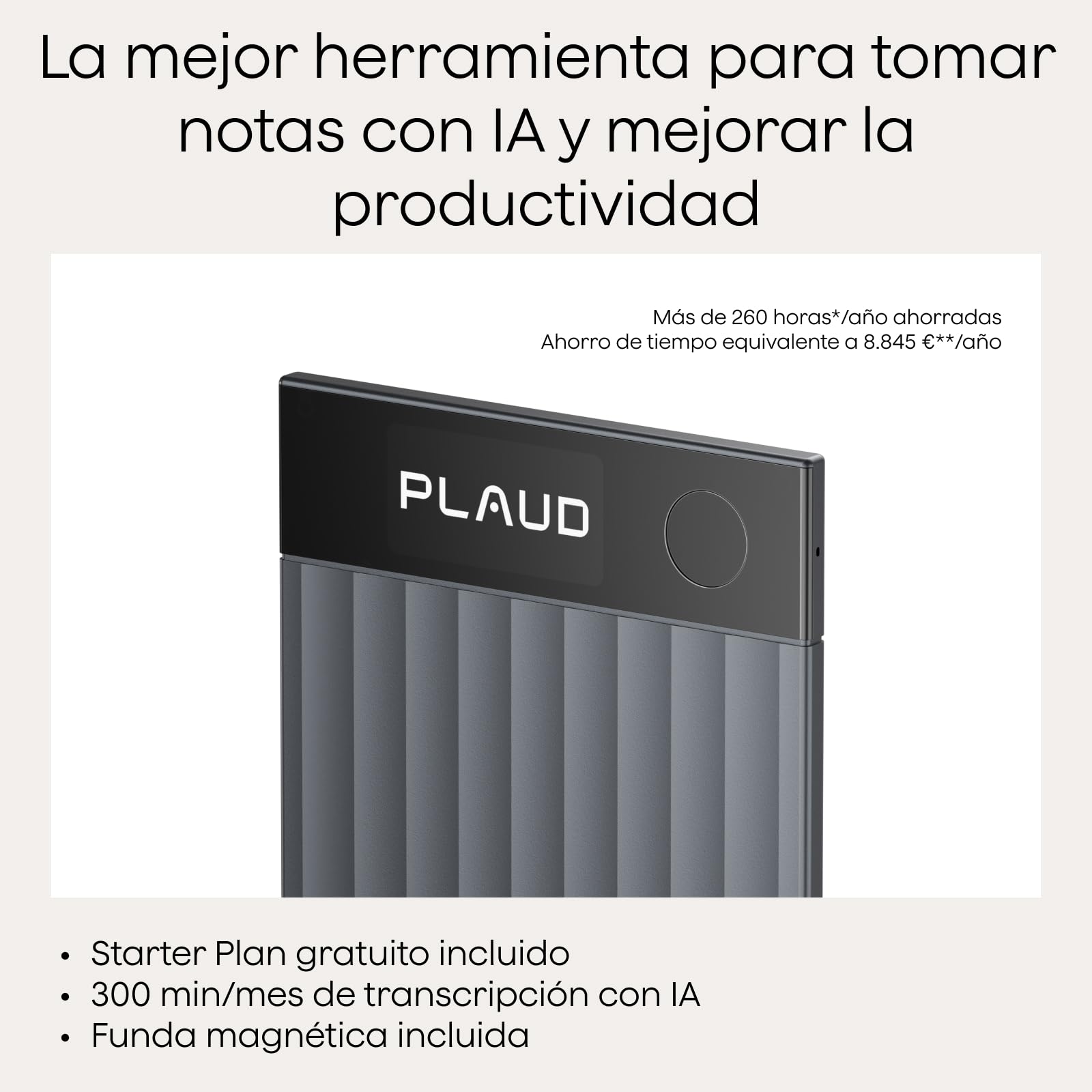Plaud Note Pro Grabadora de Voz AI con Funda Transcripción IA Resúmenes Multidimensionales Grabación Dual Inteligente hasta 50 Horas Reuniones Llamadas Entrevistas Charlas Clases Teams