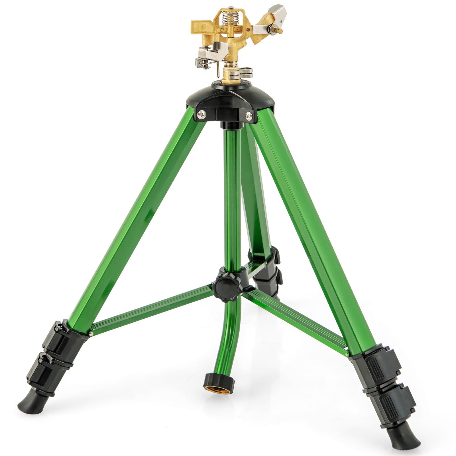 Zraszacz obrotowy ze statywem, automatyczne obracanie o 360°, zraszacze wodne z powierzchnią pokrycia 11-13,6 m i mosiężną głowicą, teleskopowy statyw do trawnika ogrodowego, regulowana