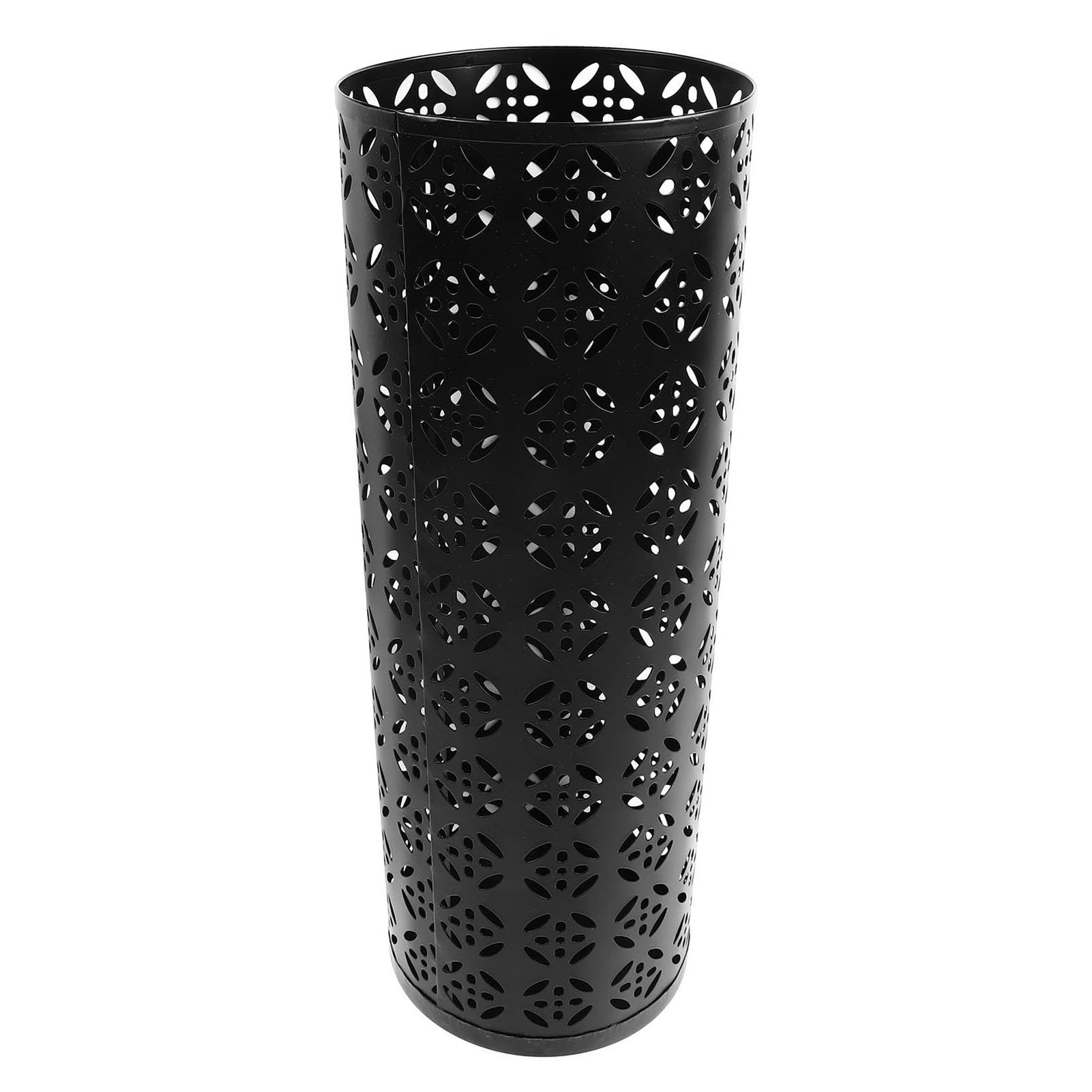 Heayzoki Umbrella Stand, Umbrella Holder for Entryway, Round Proof Hollow Metal Umbrella Holder Bin for Home Entryway (Black)