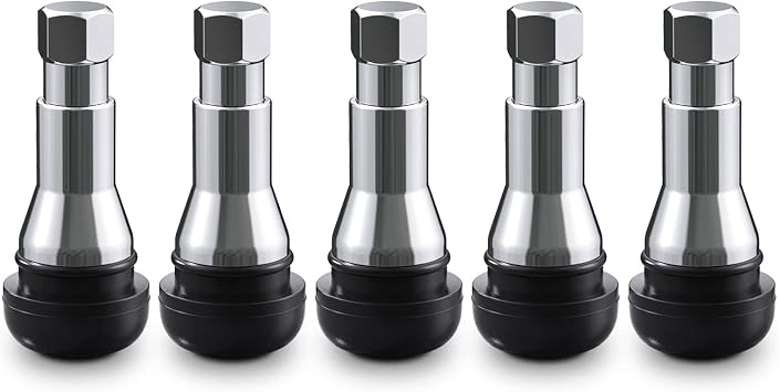 CKAuto TR413AC Chrome Rubber Snap-in Tire Valve Stems 5 Pack