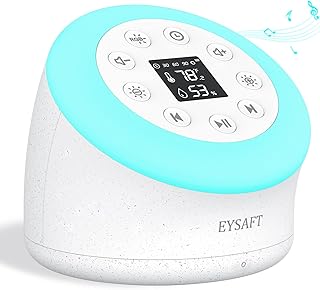 Baby Sound Machine with Night Light EYSAFT Portable White Noise Machine for Baby and Adult.20 Natural Soothing Sounds,Temp...