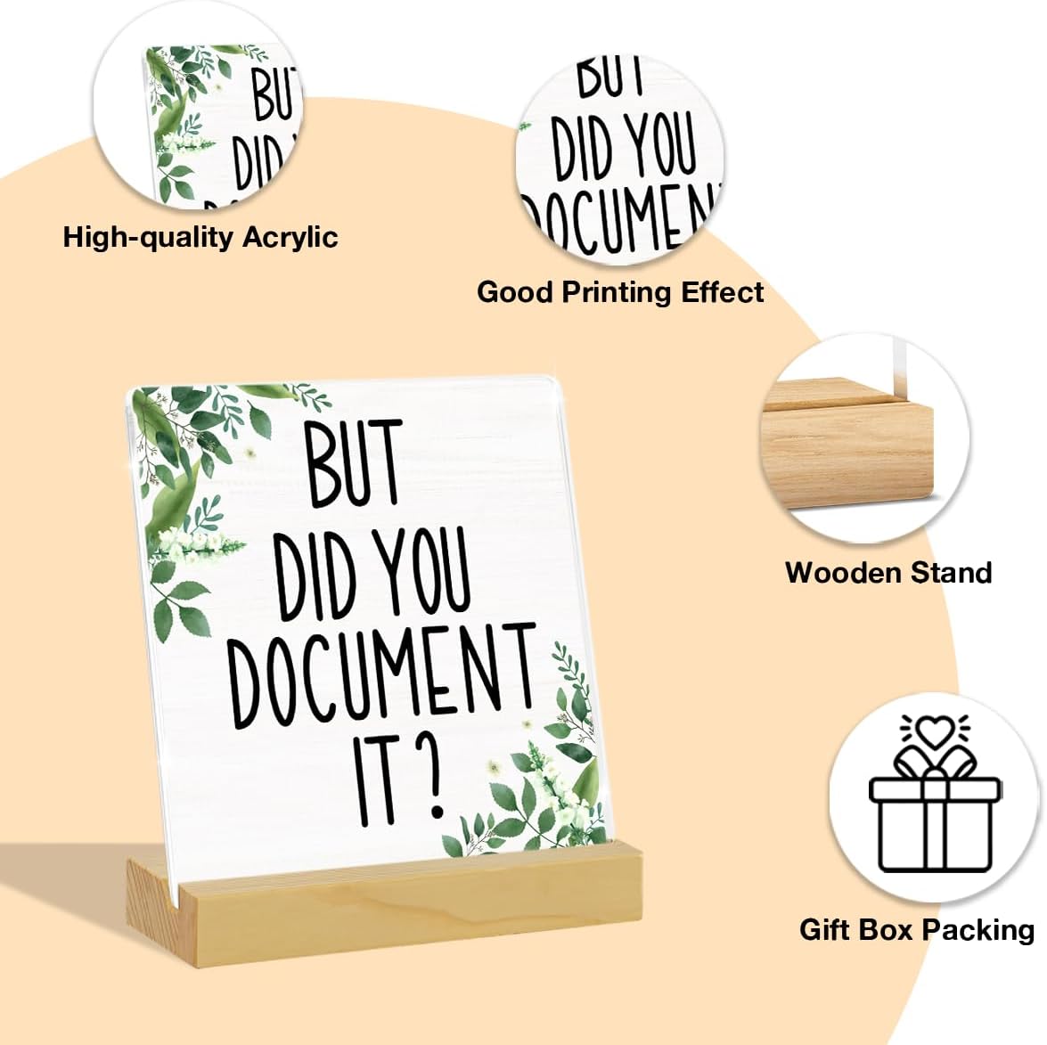 But Did You Document It Office Desk Decor Funny Boss Work Gifts for Women Men Funny Office Decorations for Work Coworker Home Farmhouse Cubicle Shelf Decor Desk Accessories - Leaves image 3