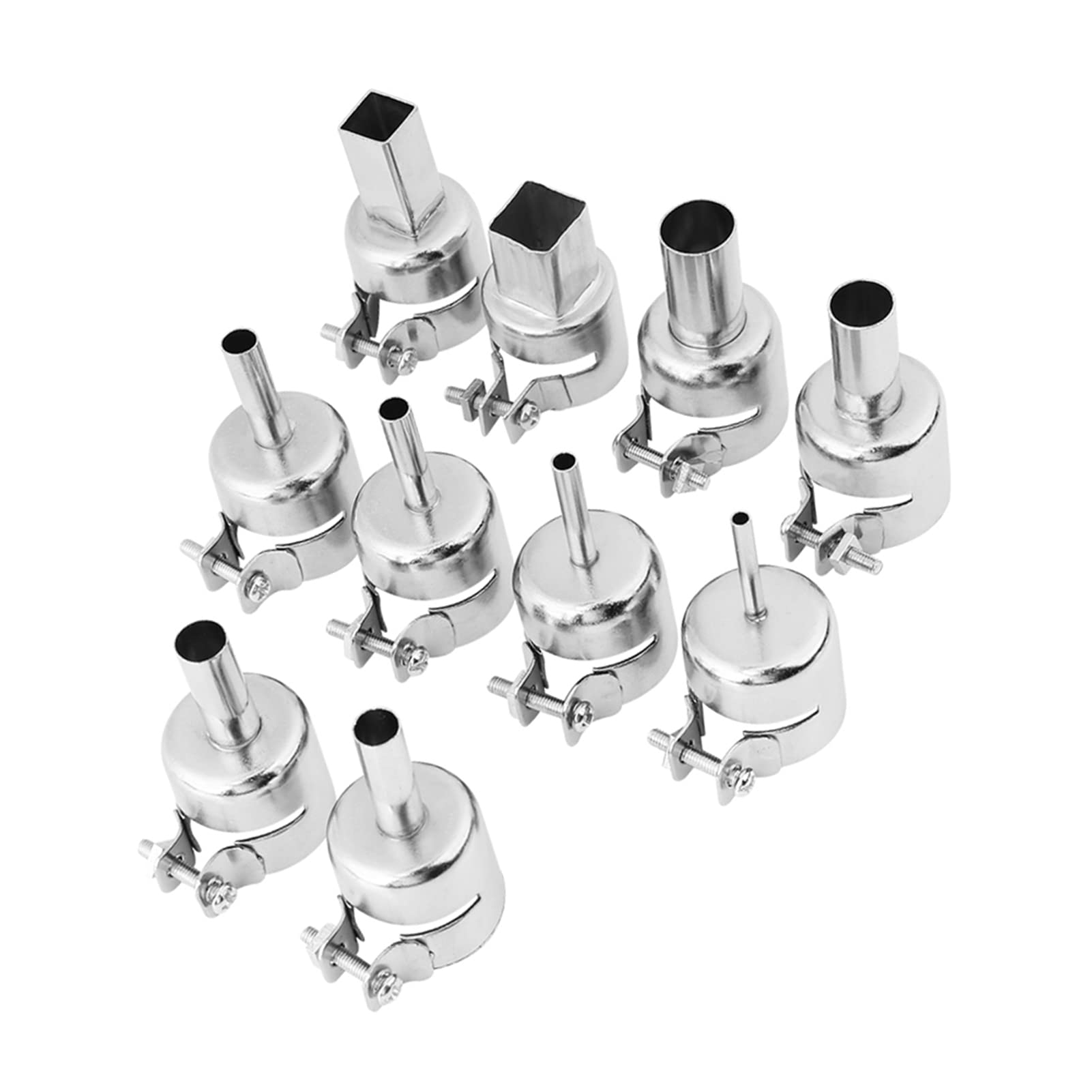 Juego de 10 boquillas para pistola de aire caliente, boquillas de soldadura de acero inoxidable, 3-12 mm, puntas para pistola de aire caliente, compatibles con 850 850A 852 852D 852D+ y estación de