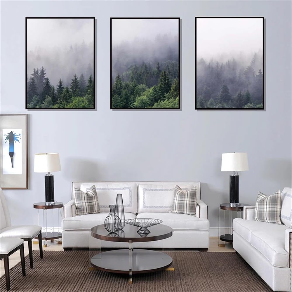WUHBCZ Canvas Paints-Nordic Forest Landscape Poster Wall Art Abstract Canvas Poster And Print Canvas Painting Picture Artwork for Living Kitchen Home Decor-60 * 80cm/3PCS (No Frame)