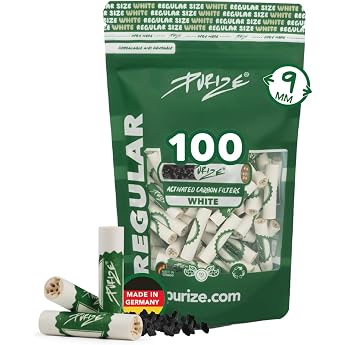 Purize Regular Size Activated Carbon Filter Diameter 9 mm - Pack of 100 - White