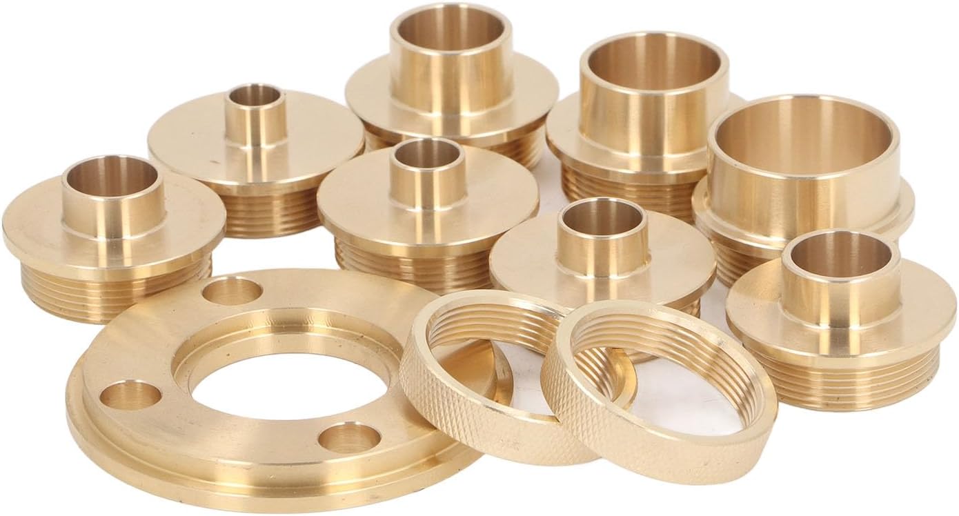 Brass Guide Bushing Set, Router Template Guide Kit 10 Pc, Lock Nut, Adapter, Storage Box, Woodworking Trimming Flip Plate