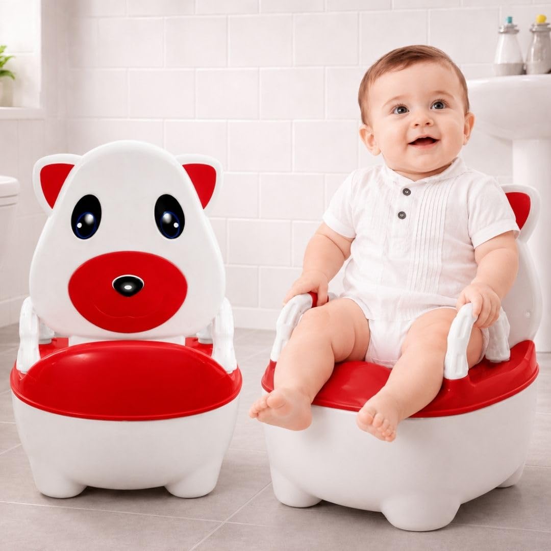 Baby Potty Seat for 6 Months to 2 Years | Potty Training Chair with Removable Bowl | BPA Free Toddler Potty Chair with Backrest | Cute Dog Shape Kids Toilet Trainer, Easy to Clean & Portable (RED)-image-47