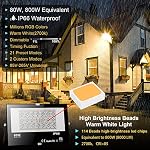 LED Flood Light Outdoor 800W Equivalent, Bluetooth Smart Color Change Landscape Lighting, DIY-Scene+RGB Colors+Warm White 2700K - APP & Group Control & Timing, IP66 Waterproof Up Light 2Pack
