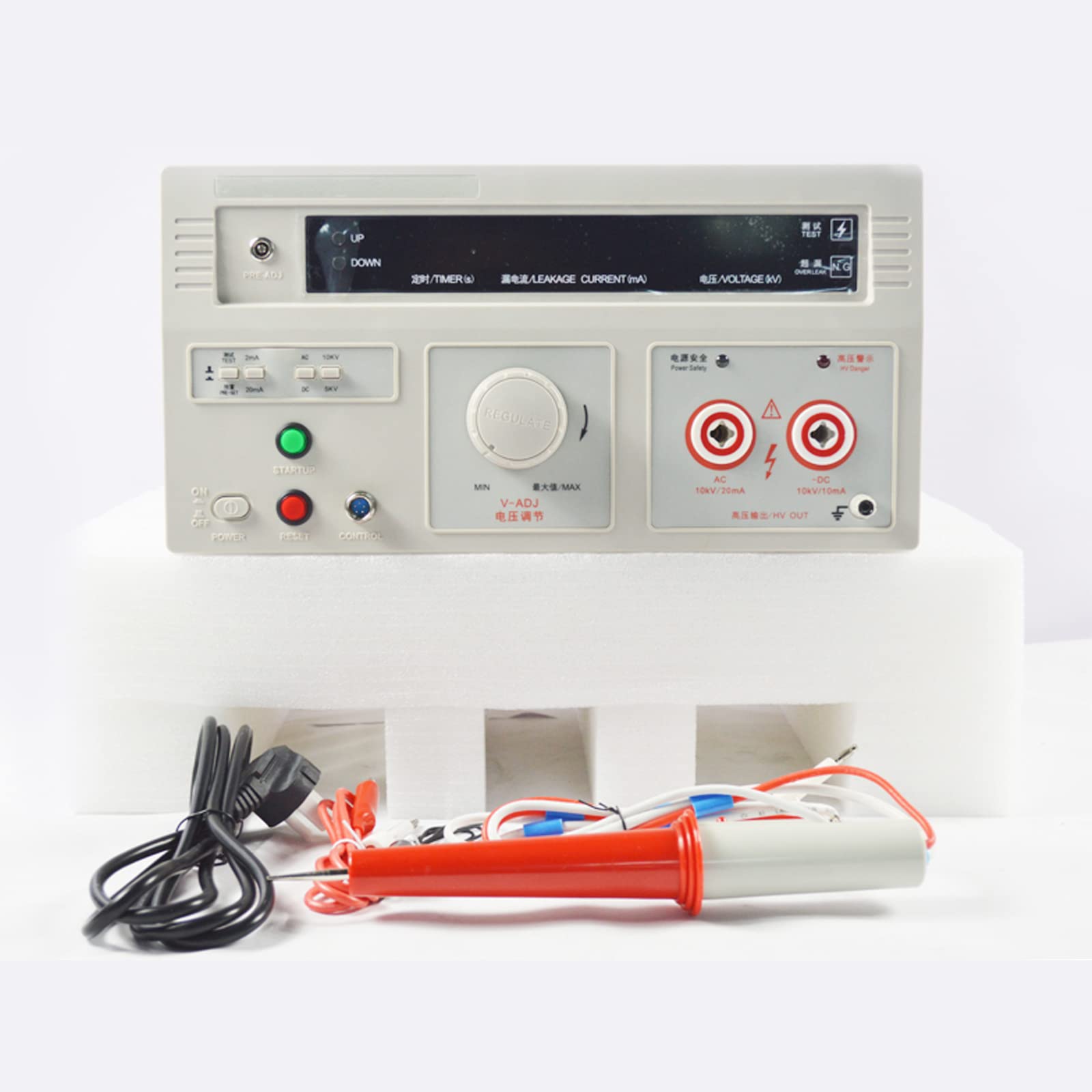 LGXEnzhuo Withstand Hi-Pot 5KV 100VA Tester Voltage Withstand Test Instruments Voltage Tester Power Equipment Testing Tool with Digital Display 10KV AC/DC 110V