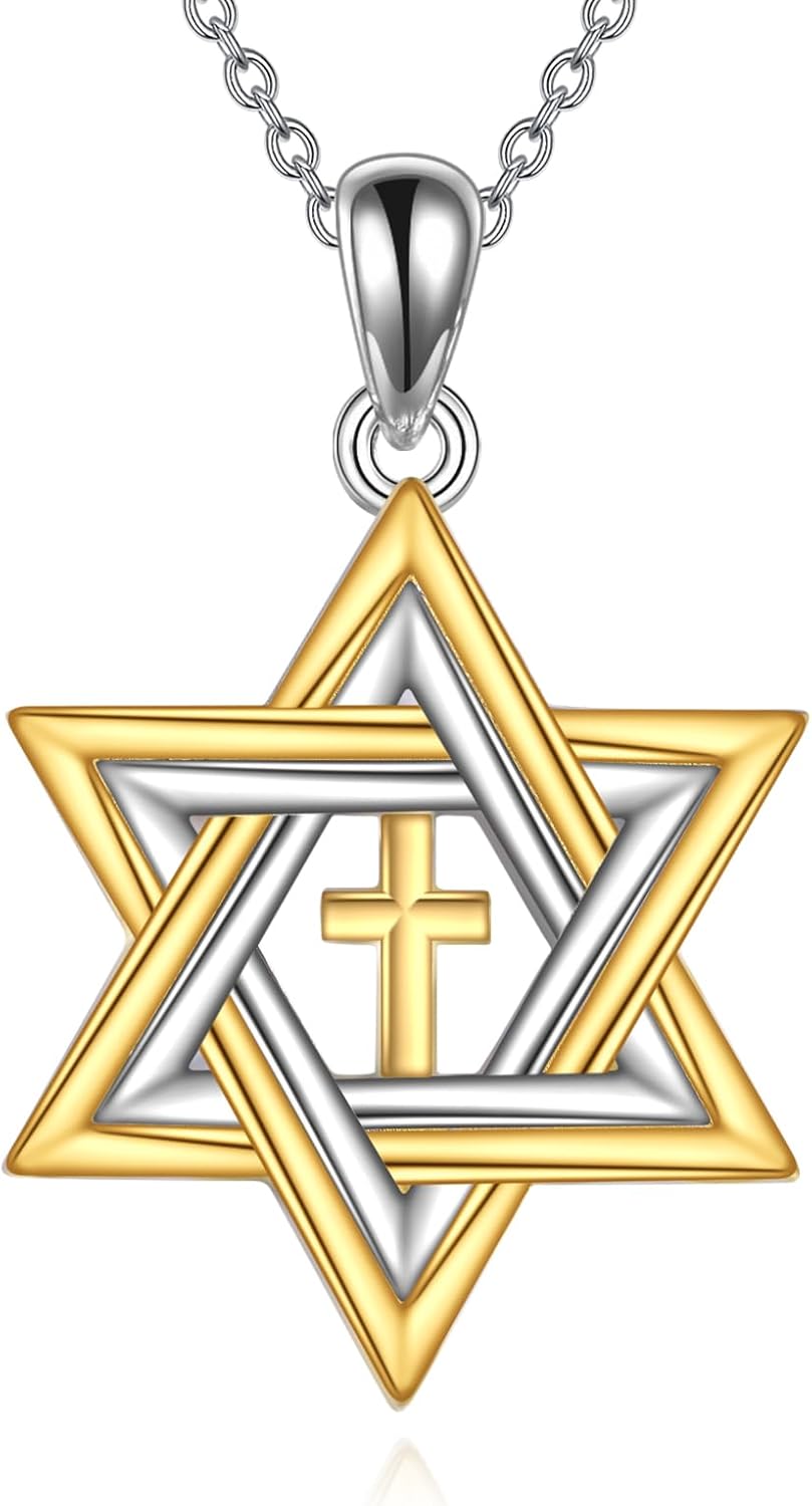 URONE Star Of David Necklace 925 Sterling Silver Star Of David Pendant Jewish Star Necklace David Star Jewelry Gifts For Men Women