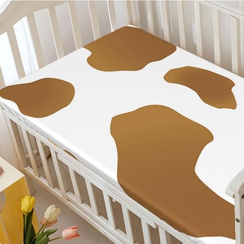 Miniatura 10 de Sábana bajera ajustable para cuna con temática de vaca, sábana bajera estándar para cuna para niños pequeños, sábana para colchón de cuna o sábana