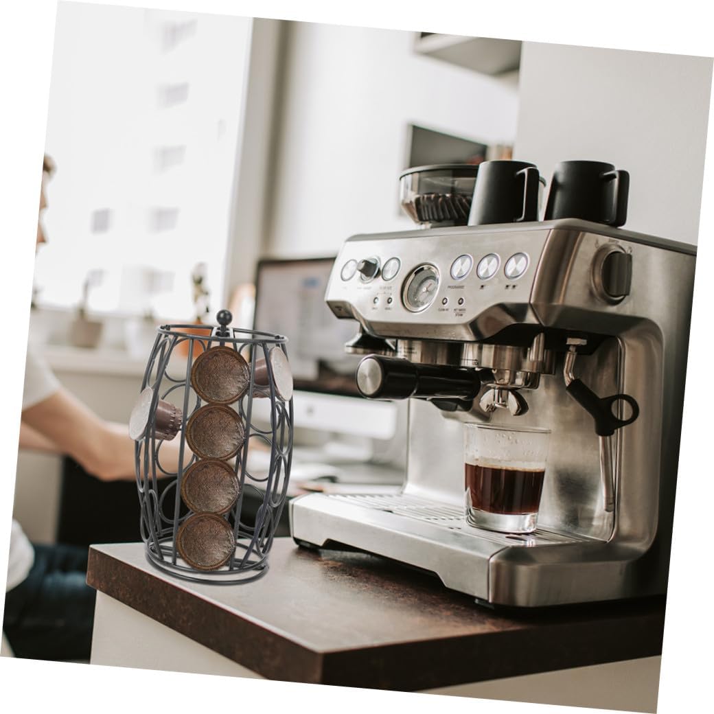 Rotatable Iron Coffee Pod Rack Coffee Capsules Storage Stand with 360° Swivel Function Space-saving Organizer for Kitchen Countertop